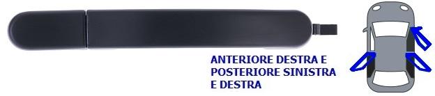 Maniglia Esterna Anteriore E Posteriore Nera Liscia - Monta Anteriore Destro E Posteriore Dx E Sinistro Ford Fiesta Dal 2006