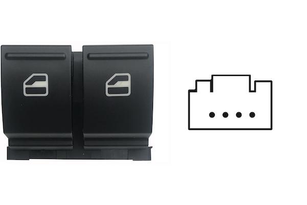Pulsante Interruttore Alzavetro Anteriore Sinistro Volkswagen Passat Dal 2005 Al 2010