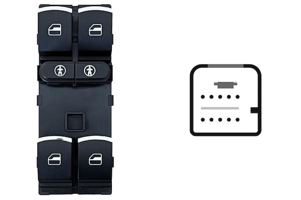 Pulsante Interruttore Alzavetro Anteriore Sinistro Volkswagen Touran Dal 2010 Al 2015