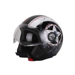 Casco Demi Jet Visiera Elicotteristi Top Gun Nero