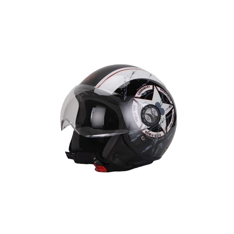 Casco Demi Jet Visiera Elicotteristi Top Gun Nero