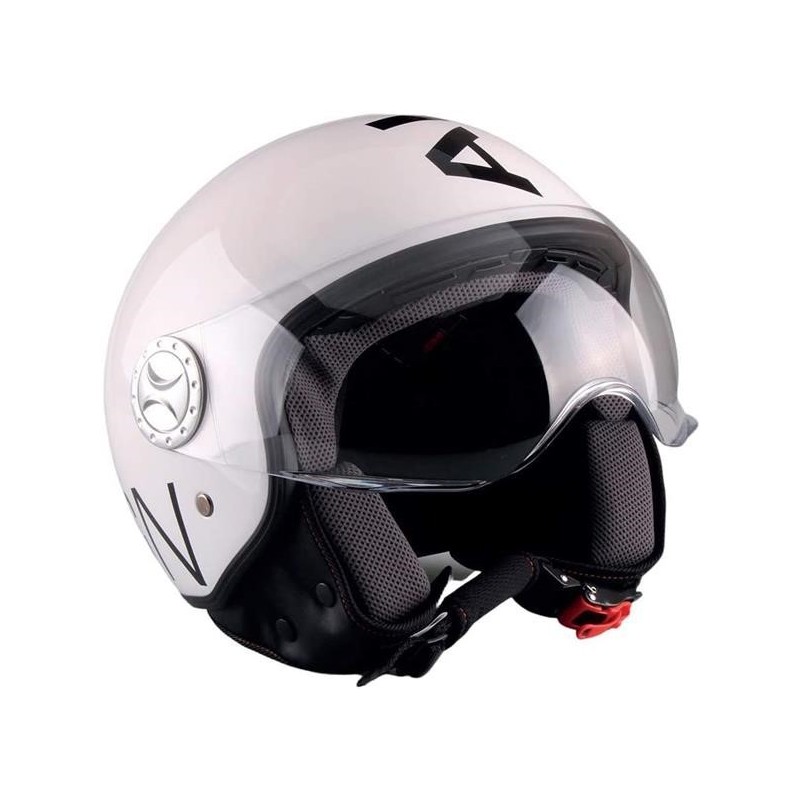 Casco Demi Jet Al Design Visiera Elicotterista Al Bianco Lucido