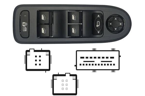 Pulsante Interruttore Alzavetro Anteriore Destro Peugeot 308 Dal 2007 Al 2013