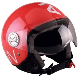 Casco demi jet AL DESIGN visiera elicotterista rosso lucido