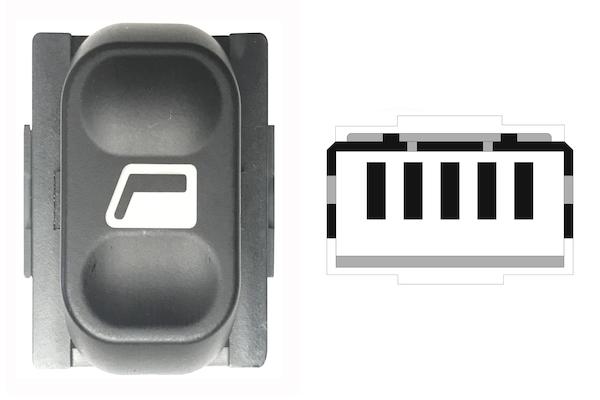 Interruttore Alzacristalli Porta Anteriore Sx Dx,5 Pin Peugeot  Peugeot Partner Dal 2002 Al 2008