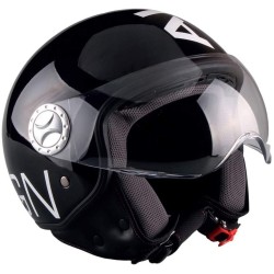 Casco Demi Jet AL DESIGN Visiera Elicotteristi Al Nero Lucido