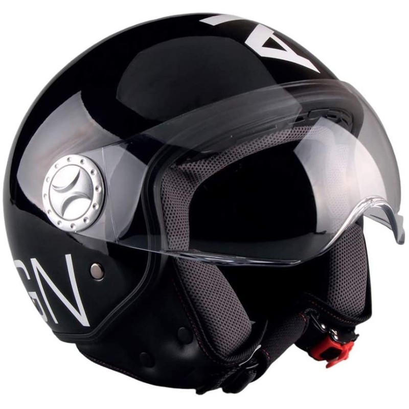 Casco Nero Lucido per Moto e Scooter AL DISIGN Casco Nero Lucido per Moto e Scooter AL DISIGN