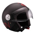 Casco demi jet AL DESIGN visiera elicotterista al nero rosso