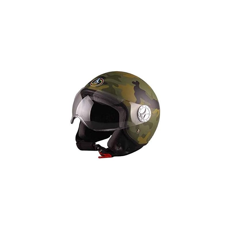 Casco Demi Jet Visiera Elicotterista Mimetico Verde 1