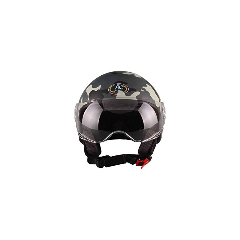 Casco Demi Jet Visiera Elicotterista Mimetico Grigio 2