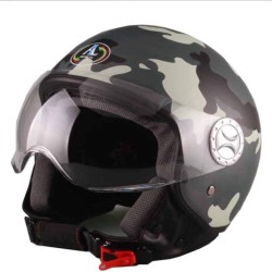 Casco Demi Jet Visiera Elicotterista Mimetico Grigio