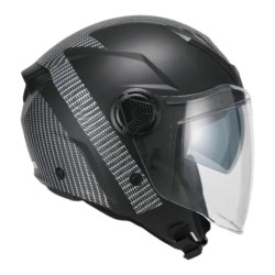 Casco Jet Carbon Grey Con Doppia Visiera