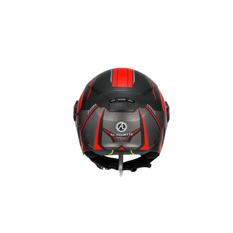 Casco Jet Circle Nero Rosso Con Doppia Visiera 2