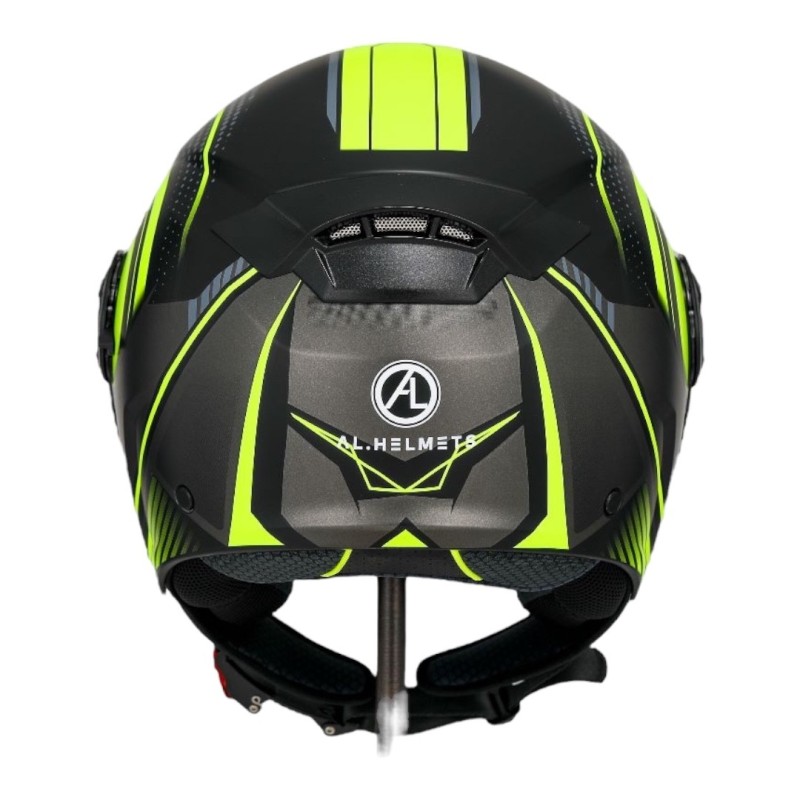 Casco Jet Circle Nero Giallo Opaco Con Doppia Visiera 3