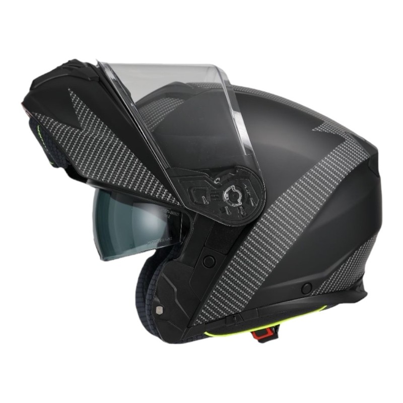 Casco Modulare Carbon Grey con Doppia Visiera per Moto e Scooter 1