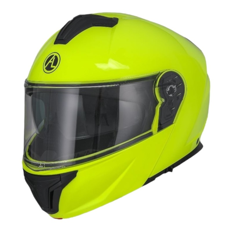 Casco Modulare Giallo Fluo Con Doppia Visiera per Moto e Scooter 1