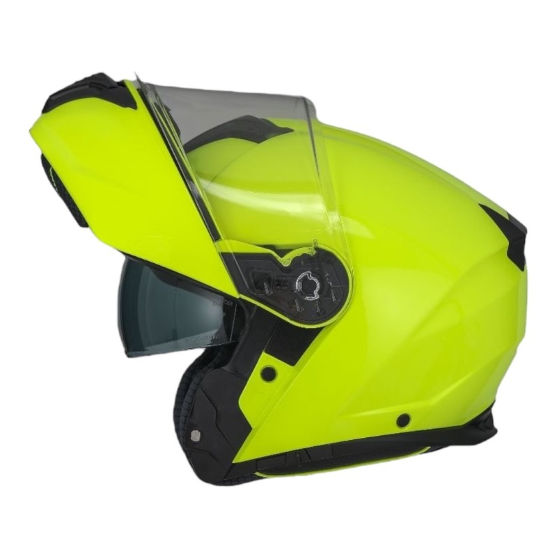 Casco Modulare Giallo Fluo Con Doppia Visiera per Moto e Scooter 2