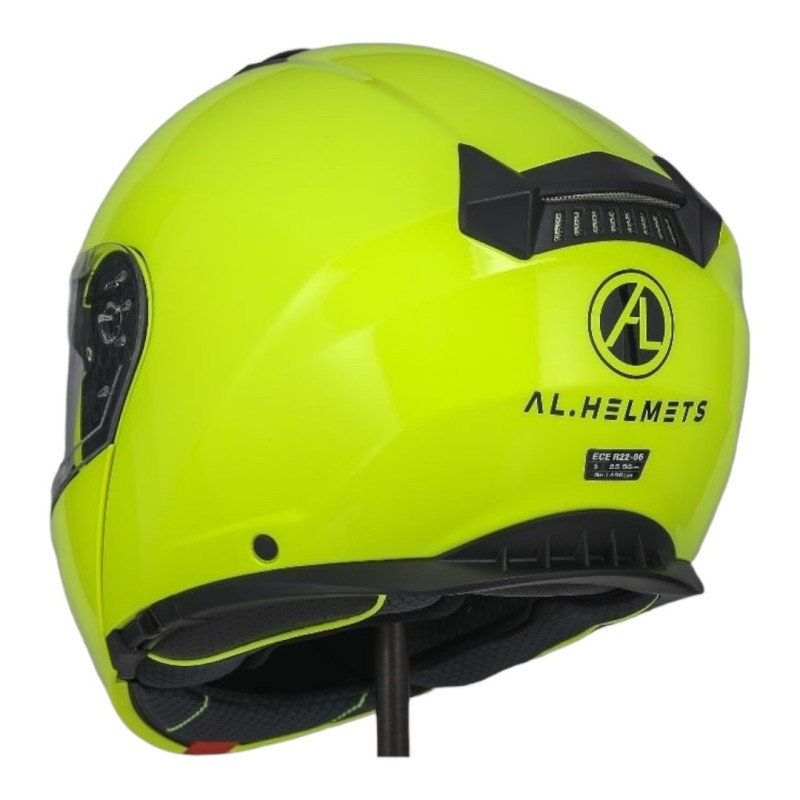 Casco Modulare Giallo Fluo Con Doppia Visiera per Moto e Scooter 3