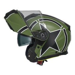 Casco Modulare Star Verde Opaco Con Doppia Visiera per Moto e Scooter
