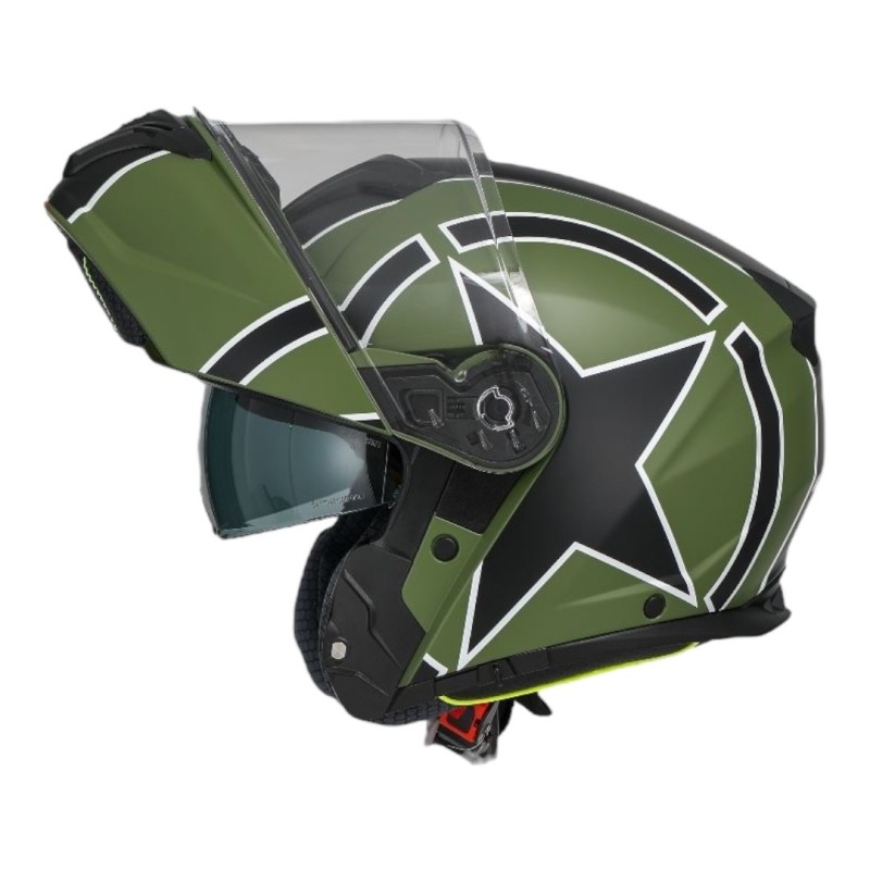 Casco Modulare Star Verde Opaco Con Doppia Visiera per Moto e Scooter 1