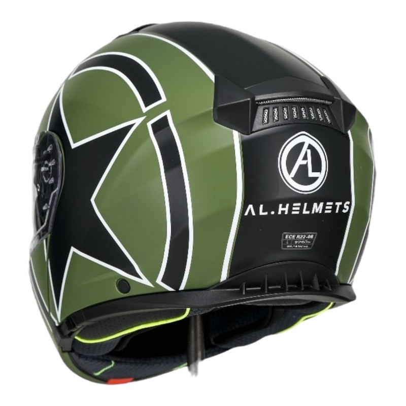Casco Modulare Star Verde Opaco Con Doppia Visiera per Moto e Scooter 3