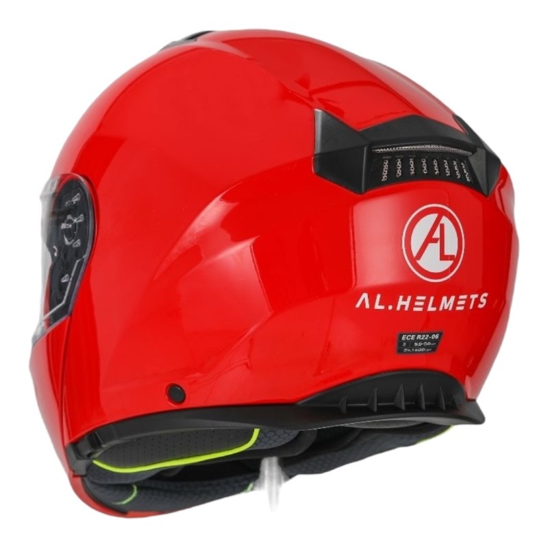 Casco Modulare Rosso Con Doppia Visiera per Moto e Scooter 3