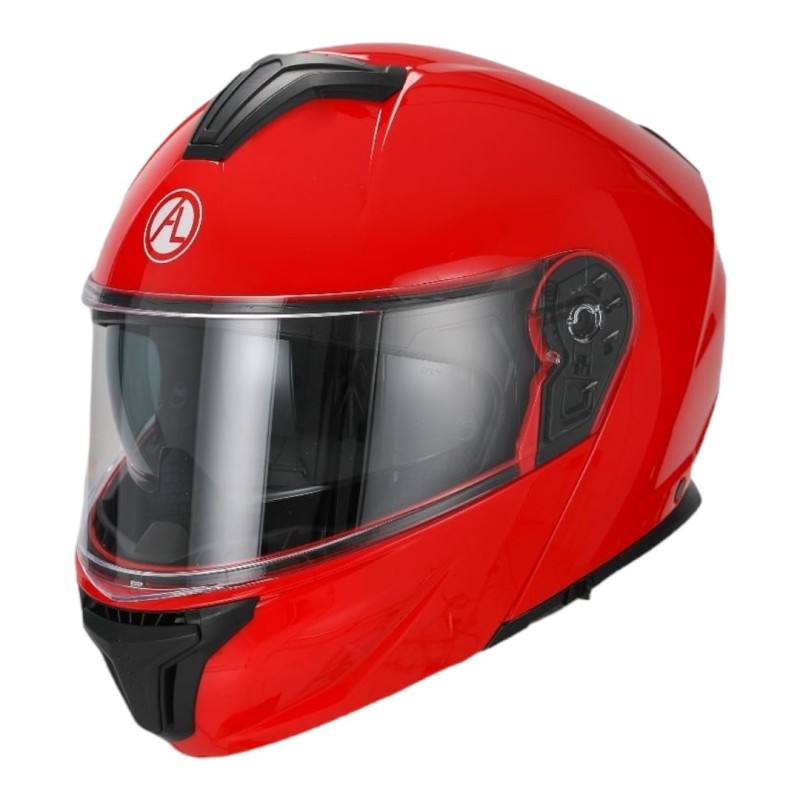 Casco Modulare Rosso Con Doppia Visiera per Moto e Scooter 2