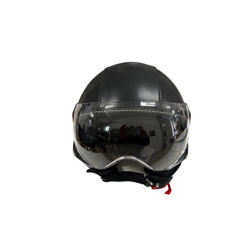 Casco Demi Jet Visiera Elicotterista Pelle Nera 3