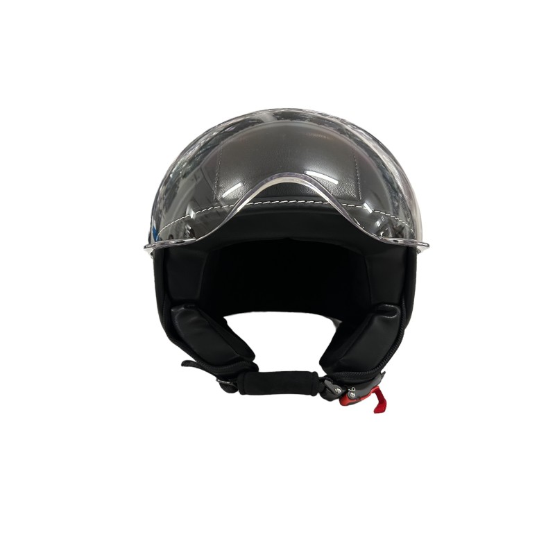 Casco Demi Jet Visiera Elicotterista Pelle Nera 2