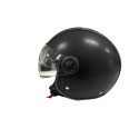 Casco Demi Jet Visiera Elicotterista Pelle Nera