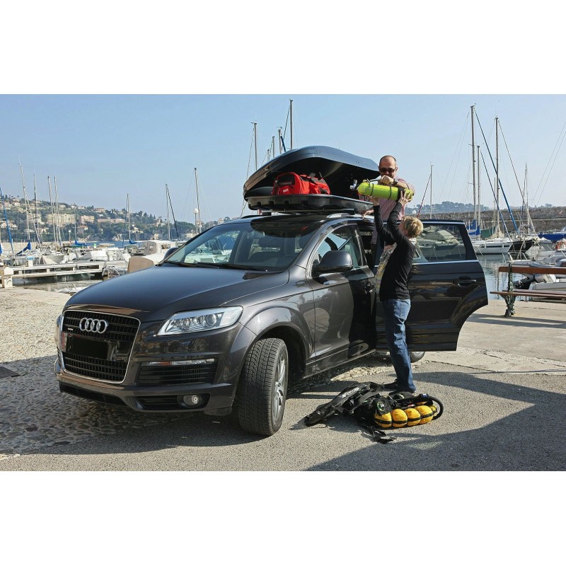 Box Tetto Auto Farad Marlin N7 680L Grigio Metallizzato Dual Side Quick Fix 4