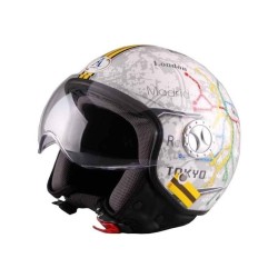 Casco Demi Jet Visiera Elicotterista Subway con doppia Visiera