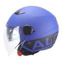 Casco Blu Opaco con Doppia visiera per Moto e Scooter AL DESIGN