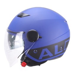 Casco Blu Opaco con Doppia visiera per Moto e Scooter AL DESIGN