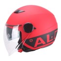 Casco Rosso Opaco con Doppia visiera per Moto e Scooter AL DESIGN