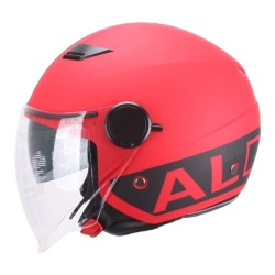 Casco Rosso Opaco con Doppia visiera per Moto e Scooter AL DESIGN