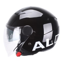 Casco Nero Lucido con Doppia visiera per Moto e Scooter AL DESIGN