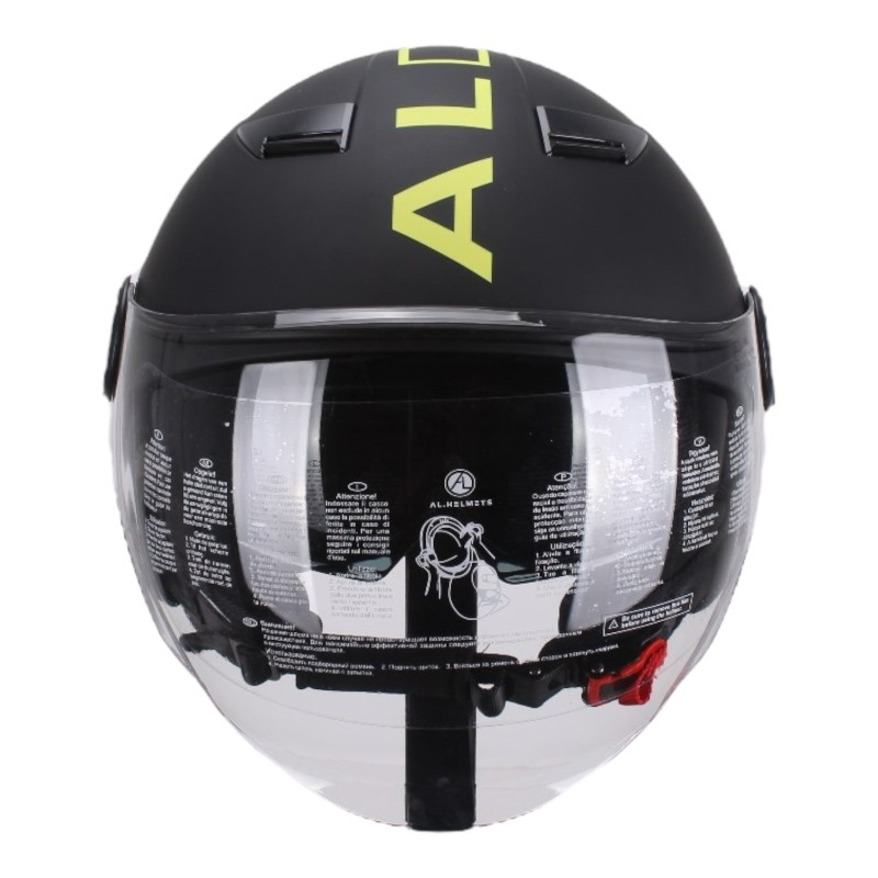 Casco Nero Opaco Scritta Gialla con Doppia visiera per Moto e Scooter AL DESIGN Casco Nero Opaco Scritta Gialla con Doppia visiera per Moto e Scooter AL DESIGN 2