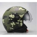 Casco Demi Jet Visiera Elicotterista Camoufage Verde con doppia Visiera