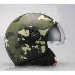 Casco Demi Jet Visiera Elicotterista Camoufage Verde con doppia Visiera