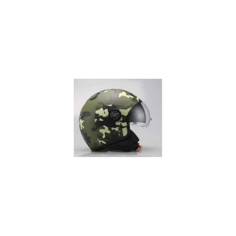 Casco Demi Jet Visiera Elicotterista Camoufage Verde con doppia Visiera Casco Demi Jet Visiera Elicotterista Camoufage Verde con doppia Visiera 1