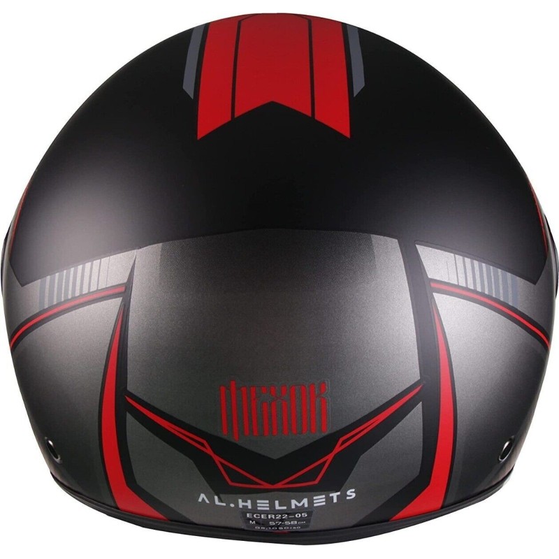Casco Jet Nero e Rosso Con Visiera Elicotterista per Moto e Scooter AL DESIGN 3