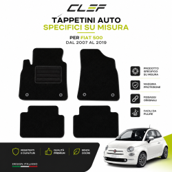 SET 4 PEZZI TAPPETINI AUTO SPECIFICI SU MISURA PER FIAT 500 DAL 2007 AL 2019