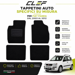 SET 4 PEZZI TAPPETINI AUTO SPECIFICI SU MISURA PER FIAT PANDA DAL 2003 AL 2012