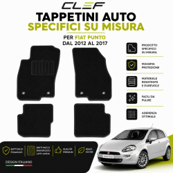 SET 4 PEZZI TAPPETINI AUTO SPECIFICI SU MISURA PER FIAT PUNTO DAL 2012 AL 2017