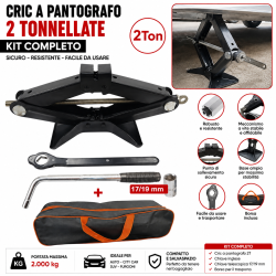 Cric Pantografo 2 Tonnellate con Chiave Inglese e Telescopica 17/19 mm