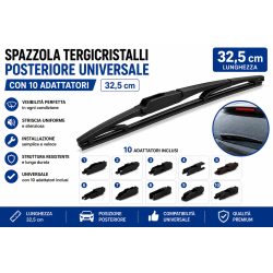 Spazzola Tergicristalli Posteriore 32,5cm Universale 10 Adattatori