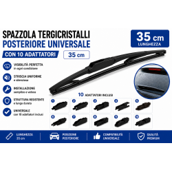 Spazzola Tergicristalli Posteriore 35cm Universale 10 Adattatori