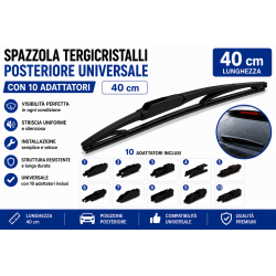 Spazzola Tergicristalli Posteriore 40cm Universale 10 Adattatori