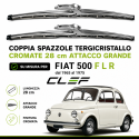 Coppia Spazzole Tergicristallo Cromate 28 cm per FIAT 500 F L R dal 1965 al 1975
